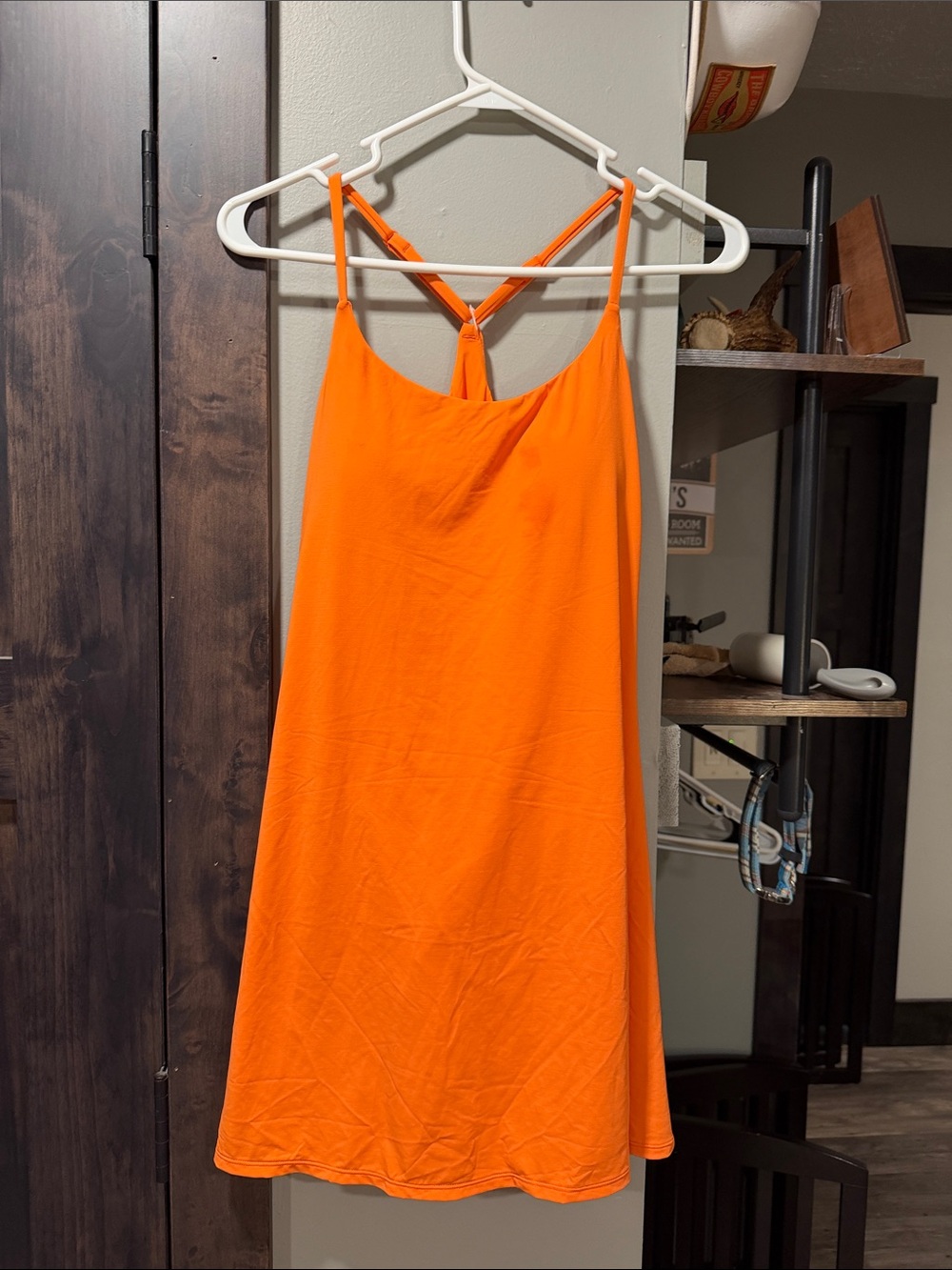 NWT CRZ YOGA Sunshine Y-Back Straps One Piece Swimsuit Coral Orange Dress S